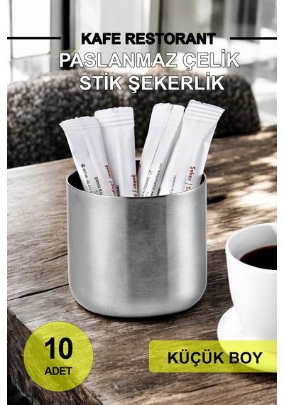 10 Adet Kafe Restorantlar Için Stik Stick Şekerlik Çubuk Şekerlik Küçük Krom