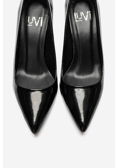 Luvi Shoes Clyde Siyah Rugan Hakiki Deri Kadın Topuklu Ayakkabı Rugan Siyah