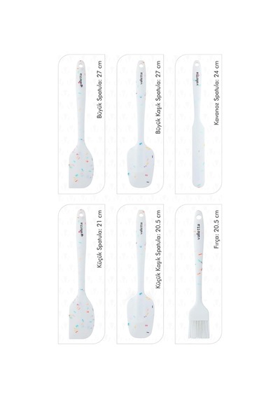 Drongo 6'lı Spatula Set Beyaz Renkli Noktalı