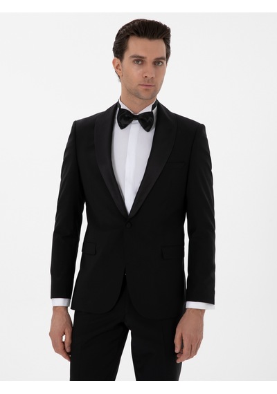 Cacharel Siyah Slim Fit Yün Karışımlı Smokin Dmatlık Cacharel Siyah Slim Fit Yün Karışımlı Smokin Dmatlık