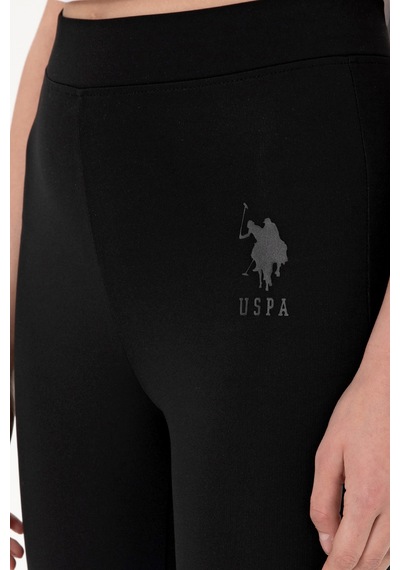 U.S. Polo Assn. Kadın Siyah Yüksek Bel Tül Detaylı Spor Tayt 50300689-VR046