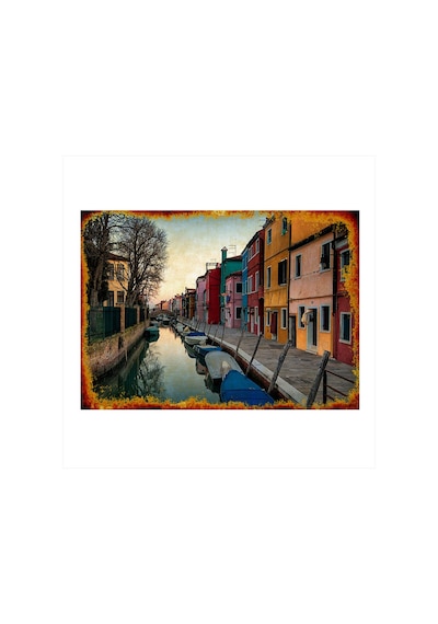 Bedeko Nehir Ve Renkli Binalar Tasarım Mdf Tablo 50cm X 70cm
