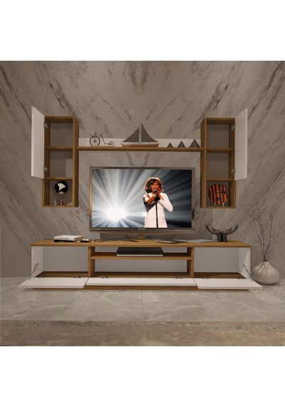 Decoraktiv Trendstyle 5da Mdf Tv Ünitesi Tv Sehpası - Pera Beyaz Meşe - Beyaz