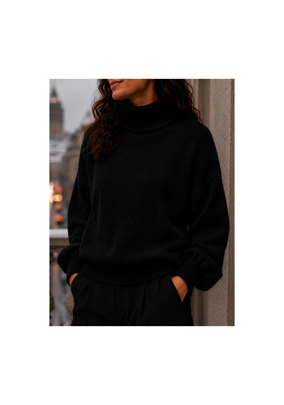 Hira Life Fashion Sfg Life Moda Kadın Balıkçı Yaka Tüylü Şardonlu Oversize Kazak Siyah Siyah Hira Life Fashion Sfg Life Moda Kadın Balıkçı Yaka Tüylü Şardonlu Oversize Kazak Siyah Siyah