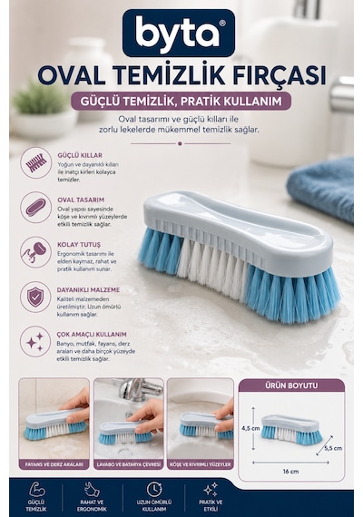 Oval Temizlik Fırçası Çok Amaçlı Halı, Fayans, Derz, Lavabo Ve Banyo Temizlik Fırçası 1 Adet Karışık Renk Gönderilir