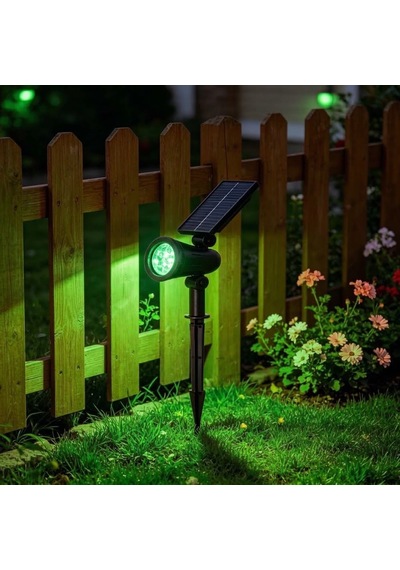 Güneş Enerjili 7w Yeşil Led Toprağa Saplamalı Lamba Solar Peyzaj Aydınlatma 1 Adet Çim Armatür -