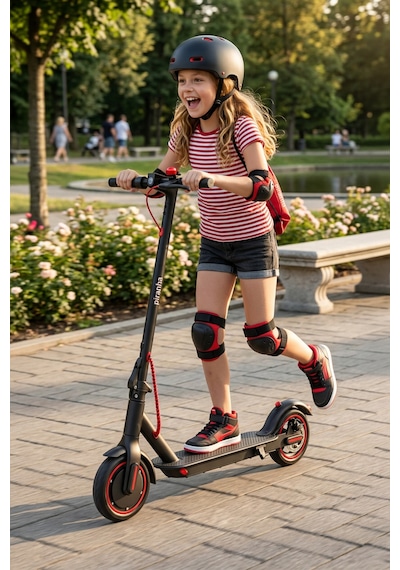 5010-k 500w Elektrikli Scooter 36v 7.8ah Pil Led Aydınlatma Lcd Ekran Uygulama Destekli Katlanabilir Kırmızı