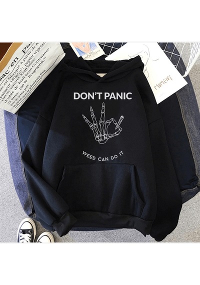 Don't Panic Kapşonlu Sweatshirt Siyah