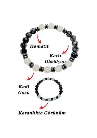 Gümüştel El Sanatları Sertifikalı Karlı Obsidyen Kedi Gözü Hematit Doğal Taş Bileklik Karanlıkta Işık Saçar Çok Renkli Gümüştel El Sanatları Sertifikalı Karlı Obsidyen Kedi Gözü Hematit Doğal Taş Bileklik Karanlıkta Işık Saçar Çok Renkli