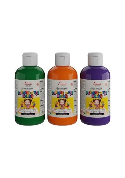 Yeşil-mor-turuncu Parmak Boyası 3&apos Lü Set 3x250gr