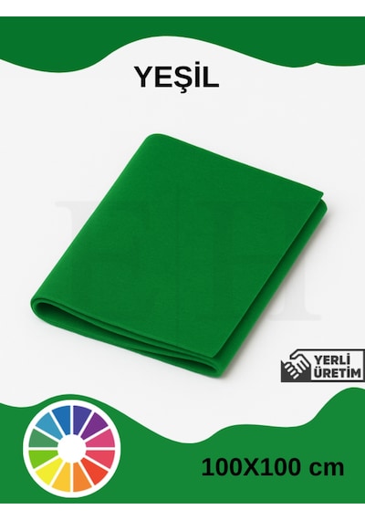 Yeşil Renk Metrelik Ince Keçe Kumaş Keçe 1 Mm Aktivite Keçesi Renkli Keçe 1 Metre 100 Cm X 100 Cm