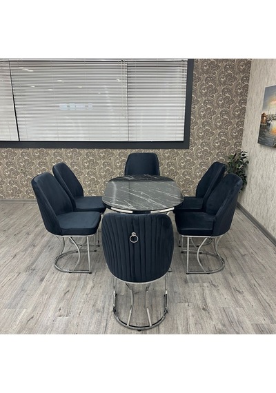 Asalet Mutfak Yemek Masası Takımı- 6 Kişilik Mutfak Masa Sandalye Takımı- Mutfak Masası Takımı Siyah Antrasit Asalet Mutfak Yemek Masası Takımı- 6 Kişilik Mutfak Masa Sandalye Takımı- Mutfak Masası Takımı Siyah Antrasit