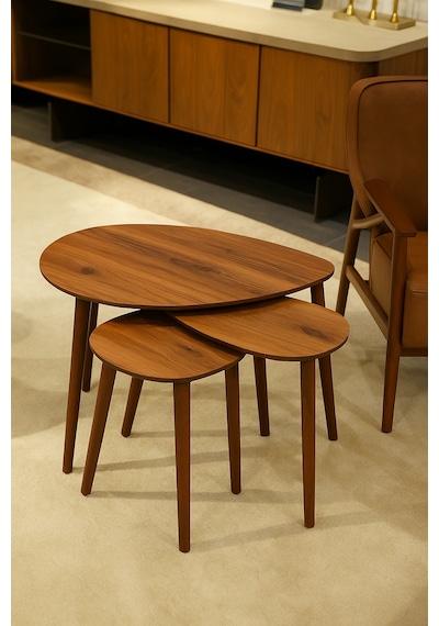 Paris 3'lü Zigon Sehpa &100 Mdf Ahşap/urartu
