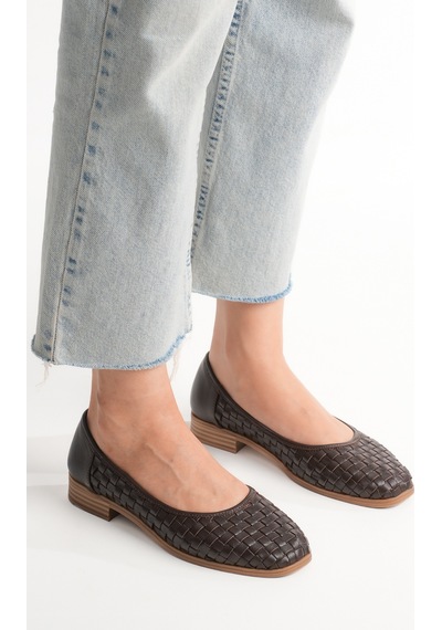 Analin Shoes Kadın Hakiki Deri Örgü Detaylı Babet Kahve Analin Shoes Kadın Hakiki Deri Örgü Detaylı Babet Kahve