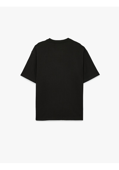 Koton Kısa Kollu Pamuklu Tok Kumaş Bisiklet Yaka Oversize Basic Tişört Siyah 6sam10385mk