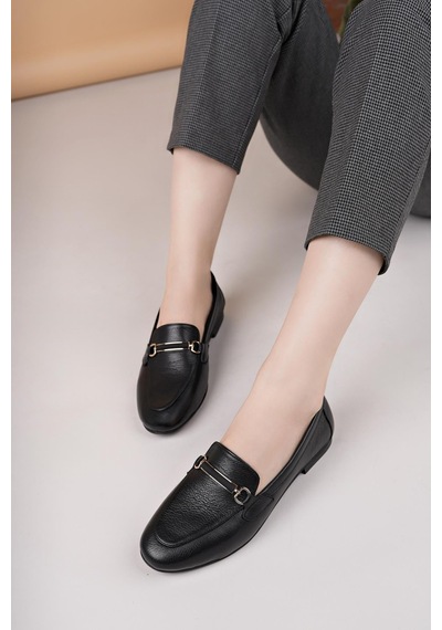 Nesilshoes Eliz 24205 Siyah Hakiki Soft Deri Günlük Kadın Ayakkabı