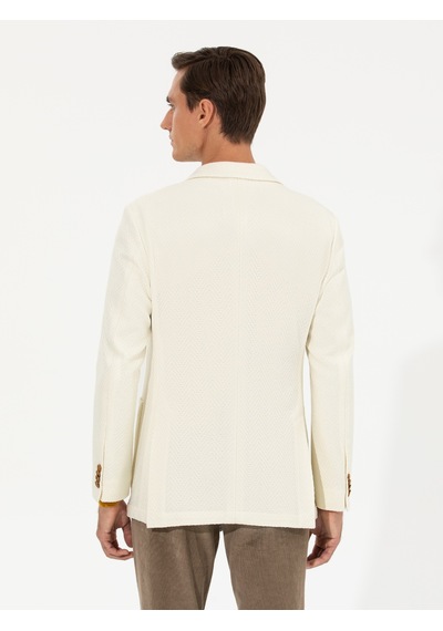 Cacharel Beyaz Slim Fit Yün Karışımlı Balıksırtı Ceket Cacharel Beyaz Slim Fit Yün Karışımlı Balıksırtı Ceket