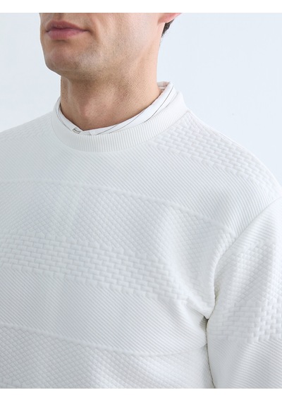 Lcw Vision Beyaz Bisiklet Yaka Erkek Sweatshirt
