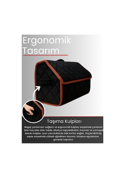 Tay Tüyü Araç Bagaj Düzenleyici Organizer Kaymaz Cırt Bantlı Geniş Hacimli Çanta