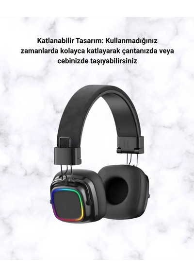 Renkli Işık Efektli Bluetooth 5.3 Müzik Kulaklığı Yeni Nesil 1
