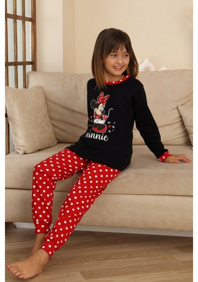 Miniğimin Cicileri Mnn Puantiye Baskılı Kız Çocuk Pijama Takı... Siyah
