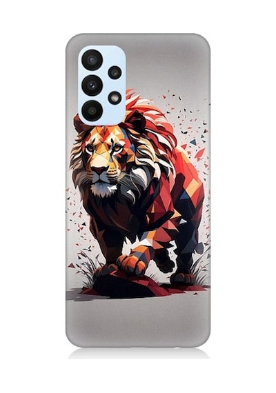 Samsung Galaxy A33 Uyumlu Sarı Kırmızı Aslan Desenli Silikon Kılıf