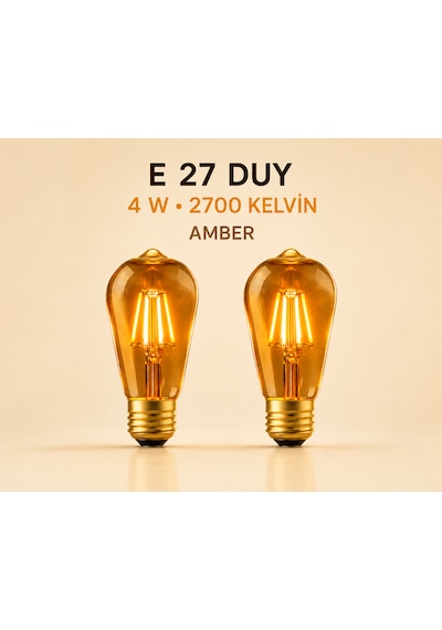4w 2700k Rustik Ampul Amber Sarı Işık 2 Adet