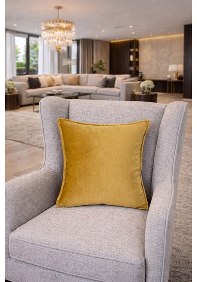Modern Lüks Kadife Kırlent Kılıfı Sarı Ton, Yumuşak Doku, Şık Ve Dekoratif. Sarı - 851733439 Sarı
