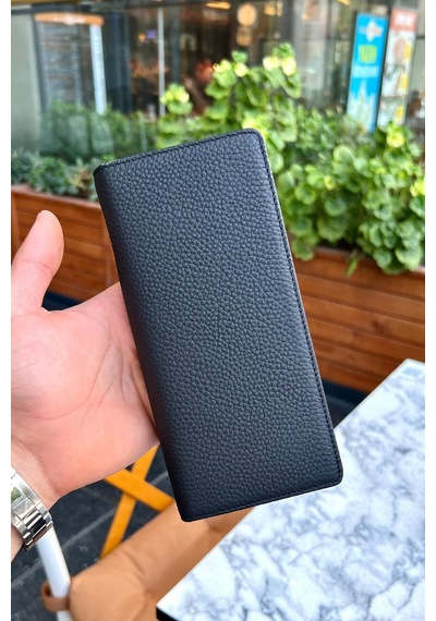 Montana Unisex Siyah Hakiki Deri Mıkntıslı Telefon Cüzdanı - Isim'e Özel Baskı Siyah