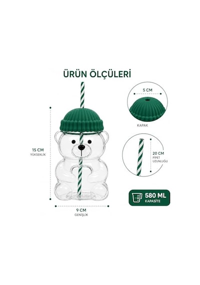 Cam Pipetli Çizgili Kapaklı Özel Tasarım Cam Ve Meşrubat Bardağı Şeffaf Diğer