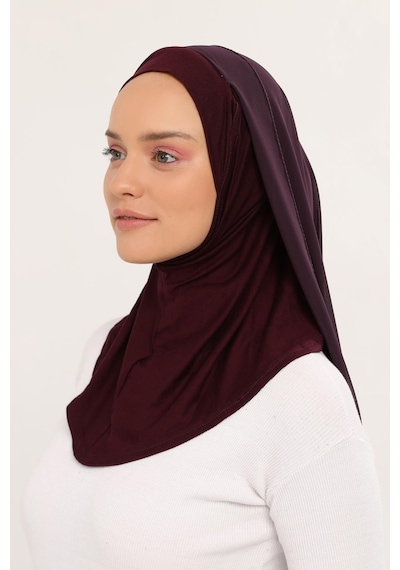 Altobeh Hazır Lüks Pratik Hijablı Şifon Şal Mürdüm