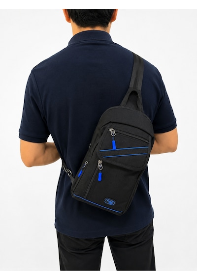 Sanmorris Seventeen Unisex Büyük Boy Hafif Ve Dayanıklı Çapraz Askılı Body Bag Siyah-mavi