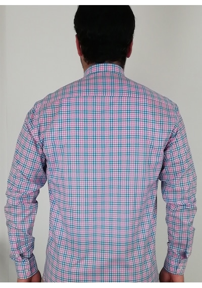 Tousus Slim Fit Ekose Pembe Erkek Gömlek Slm-5035-tss