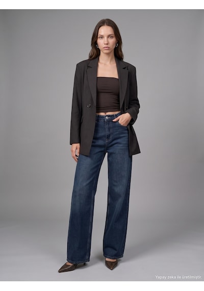 Dilvin 60817 Yan Düğmeli Blazer-kahve