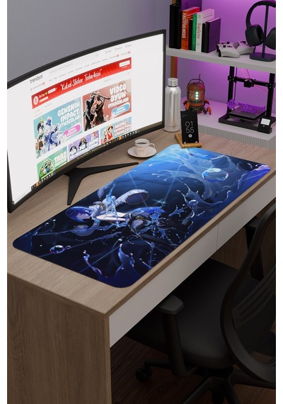 Yelan Genshin Impact Anime Gacha V4 - 90x40 Xxl Gaming Mouse Pad Fare Altlığı