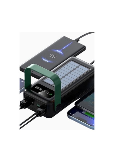 Green Lion Solar Max 50000mah Güneş Panelli Powerbank Siyah Taşınabilir Şarj Cihazları
