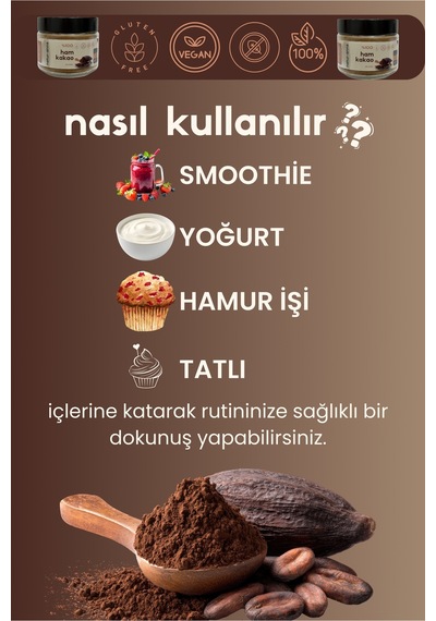 Ham Kakao Tozu 100 G Cam Kavanoz - Doğal , Katkısız , Koruyucusuz , Premium