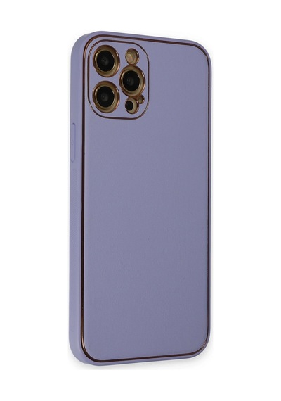 Newface Apple iPhone Uyumlu 12 Pro Max Kılıf Coco Deri Silikon Kapak - Glblseme - 85 Açık Lila