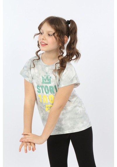 Toontoy Kids Toontoy Kız Çocuk Story Soul Baskılı Tişört Yeşil