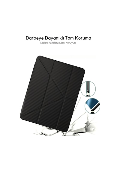 Fuchsia Apple Uyumlu iPad Air 11 2024-2025 İle Renkli Karbon Trifolding Kalem Bölmeli Tablet Kılıfı Kapaklı Kılıf