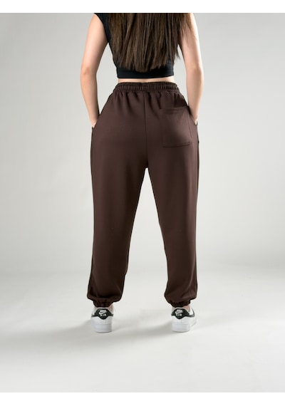 Pileli Kahve Kadın Jogger Pantolon Coc2848 Kahverengi