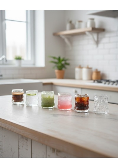 6 Lı Kahve Yanı Su Bardağı Takımı Şeffaf Cam Mini Bardak & Espresso Yanı Bardak Takımı
