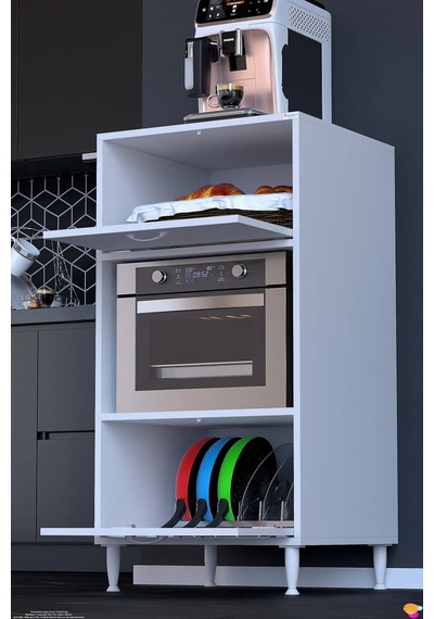 Defne Çok Amaçlı Mikrodalga Fırın Dolabı İki Kapaklı Mutfak Kiler Organizer Dolap Beyaz 60x119x56cm Defne Çok Amaçlı Mikrodalga Fırın Dolabı İki Kapaklı Mutfak Kiler Organizer Dolap Beyaz 60x119x56cm