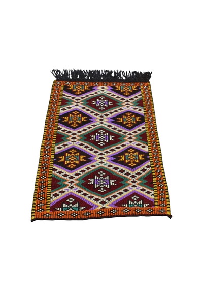 Kilim Antik El Dokuma Yün Çumra Yörük Kilimi 0087 - Yeni - Çok Renkli