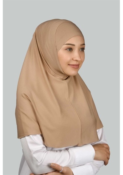 Altobeh İkili Set Pratik Eşarp Hazır Türban Ve Hijab Tesettür Bonesi Koyu Bej