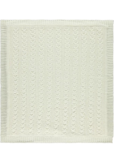 Misket At Kuyruğu Desenli Triko Battaniye Krem / 75x95 Çizgili Yün Solmaya Dayanıklı Tekli Krem