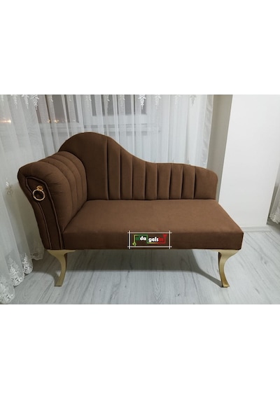 Yeni Model Ultra Lüks Alda Çizgili Josefin Bench Puf Kahve
