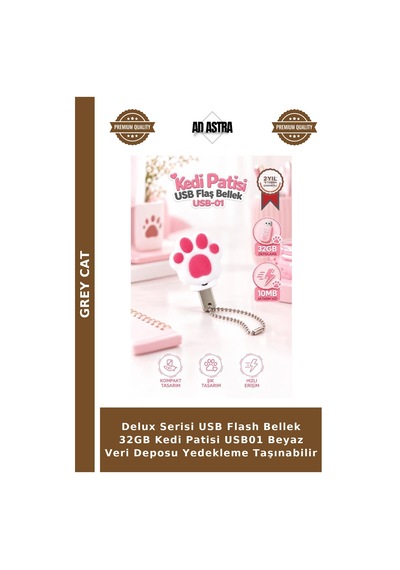 Delux Serisi Usb Flash Bellek 32gb Kedi Patisi Usb01 Beyaz Veri Deposu Yedekleme Taşınabilir