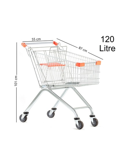 120 Litre Atmaca Metal Market Alışveriş Arabası / En:55 Boy:87 Yükseklik:101 Cm