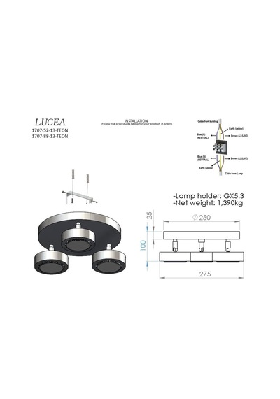 Lucea Zeon 3'lü Mat Kobalt Yuv. Plafonyer 3xgx5.3 Diğer